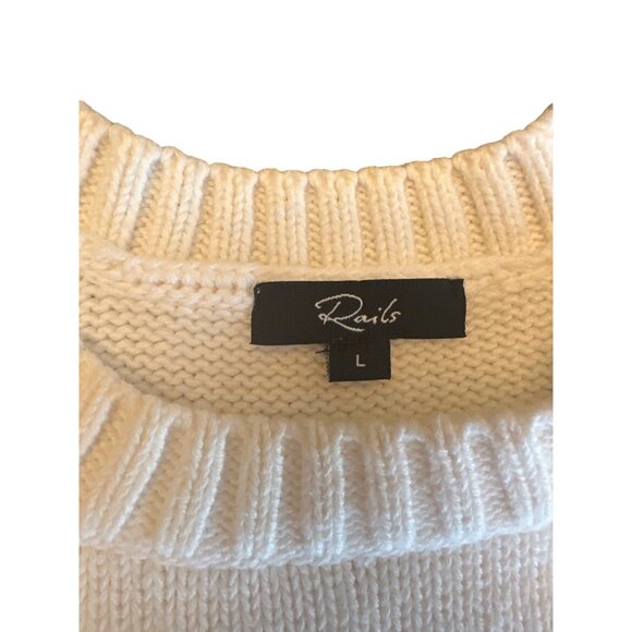 Rails Zoey Ivory Rainbow Stars Sweater L - BCI Cotton Cashmere Blend Modern - Picture 3 of 6